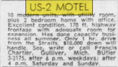 US-2 Motel - June 1960 Ad (newer photo)